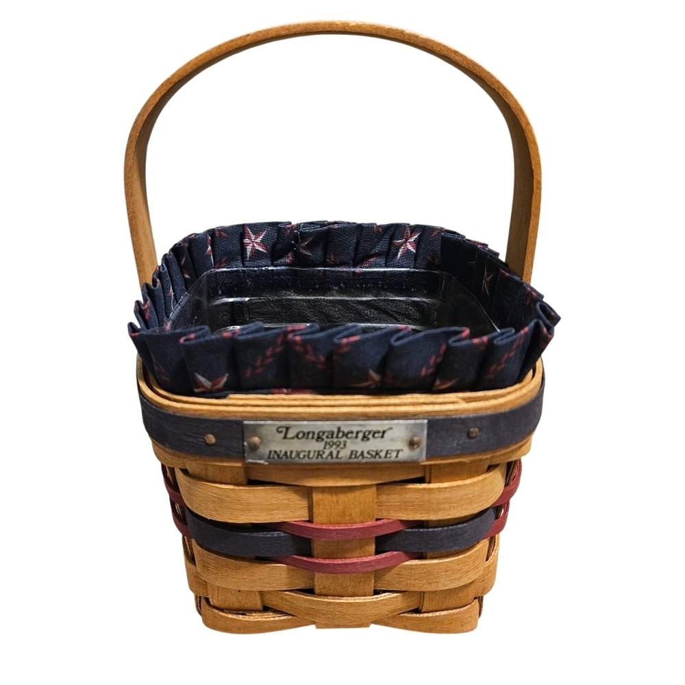 Longaberger 1993 Inaugural Basket Set Signed Red White Blue Americana USA Stars